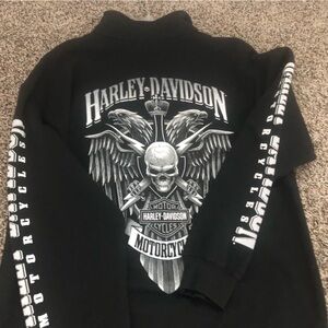 Harley Davidson Mens 1/4 Zip Cadet Pullover Sweatshirt, Size L, Graphics